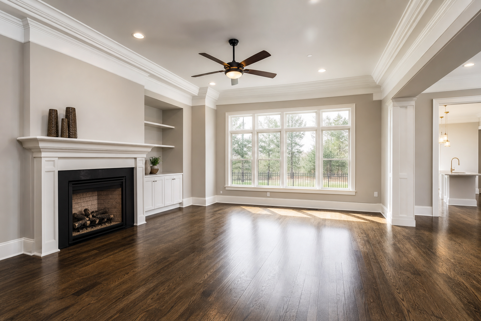 Premium interior finishing with painted walls and moldings
